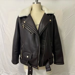 Woman’s Faux Leather Sherpa Jacket Michael Kors